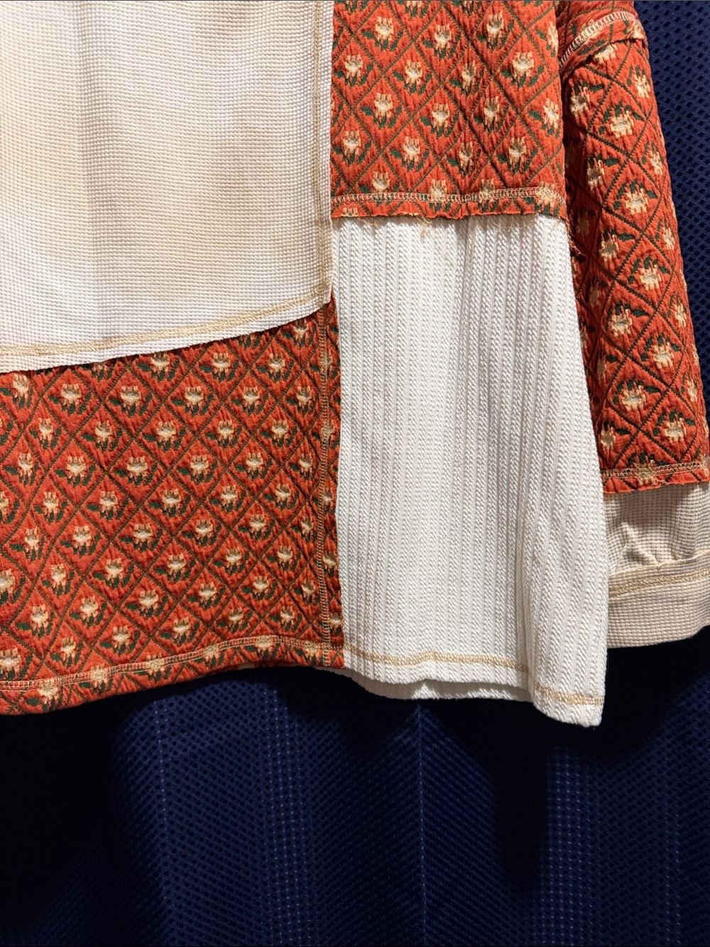 POL Cream and Rust Patchwork Waffle-Knit Pullover - Picture 9 of 14